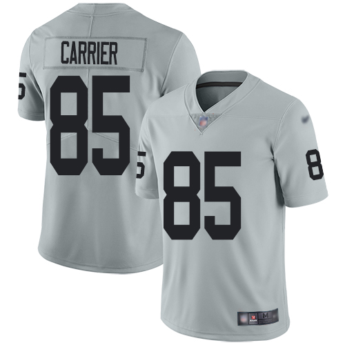 Men Oakland Raiders Limited Silver Derek Carrier Jersey NFL Football #85 Inverted Legend Jersey